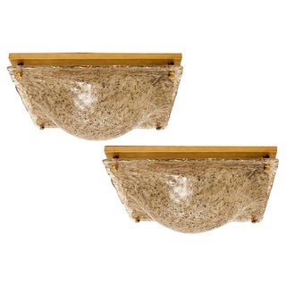 Domed Flush Mount with Smokey Glass Brass by Kaiser Leuchten, 1960s For Sale