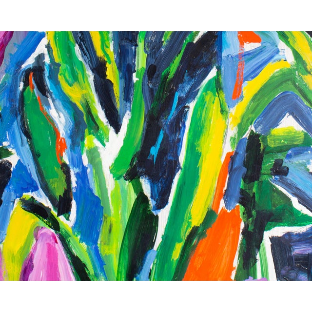 1980s 1988 “Bridge and Garden” Acrylic on Board Abstract Painting by Gwen Doppler For Sale - Image 5 of 10