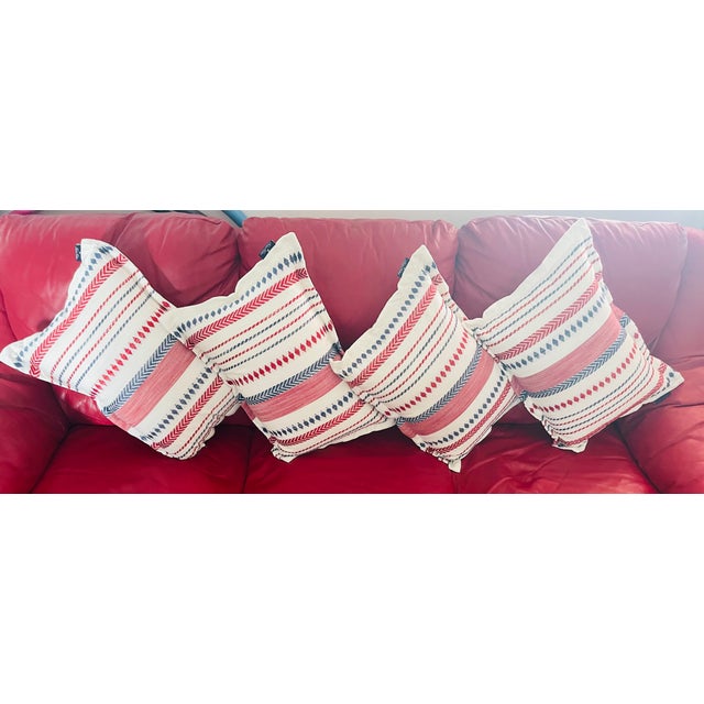 4 Brooks Brothers Folk Art style Cotyon pillows.