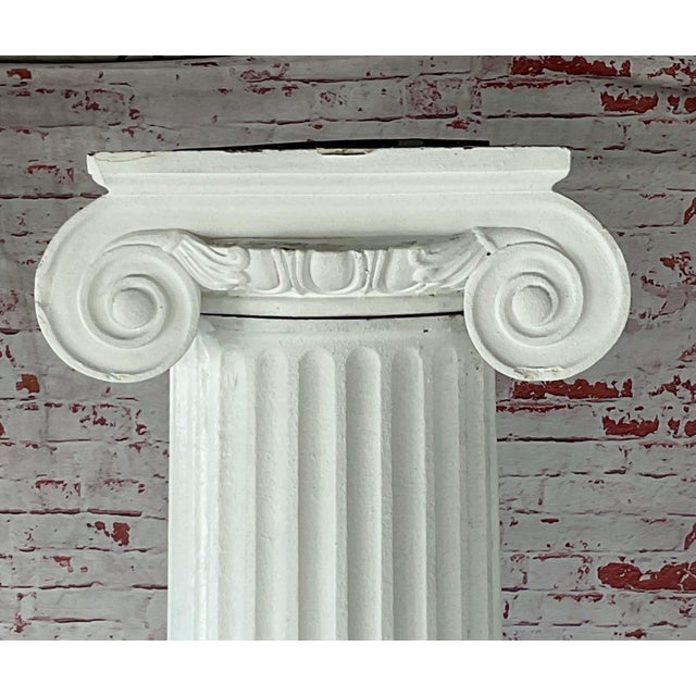 Neoclassical Ionic-Style Fluted White Carved Wood Architectural Columns, a Pair For Sale - Image 11 of 15