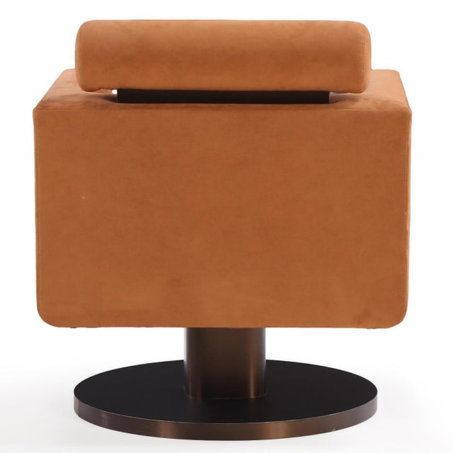 Suede Pedestal Cube Chair For Sale - Image 4 of 8