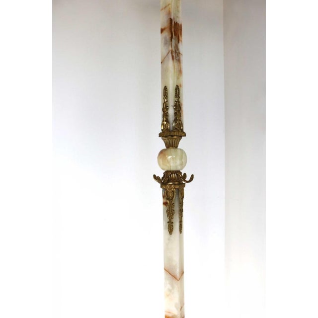 Onyx Italian Ornate Antique Brass & Onyx Square Marble Coat Hat Rack Hall Tree Stand For Sale - Image 8 of 14