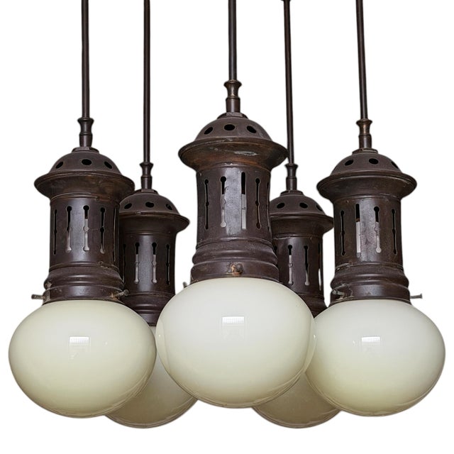 Late 20th Century American Five-Arm Chandelier For Sale - Image 12 of 13