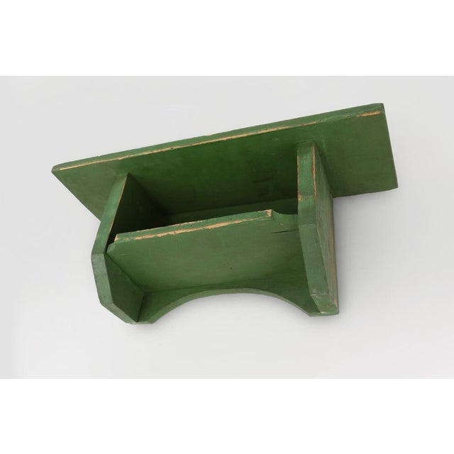 Green Small Rustic Green Wooden Wall Unit with Shelves, France, 1880s For Sale - Image 8 of 11
