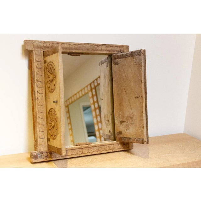 Antique Floral Carved Bleached Window Mirror-Barmer For Sale In Los Angeles - Image 6 of 7