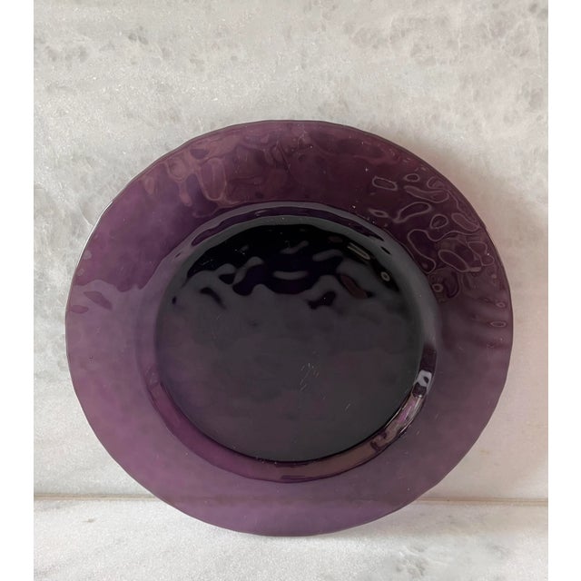 1970s Italian Studio Bormioli Rocco Purple Art Glass Dinner Plates - Set of 7 For Sale In Austin - Image 6 of 11
