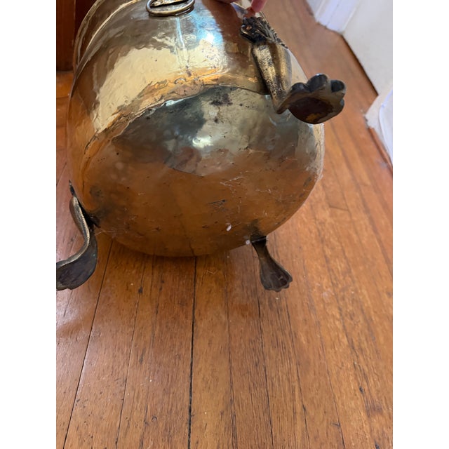 Late 20th Century Late 20th Century Claw Footed Brass Cauldron Planter With Lion Heads For Sale - Image 5 of 6