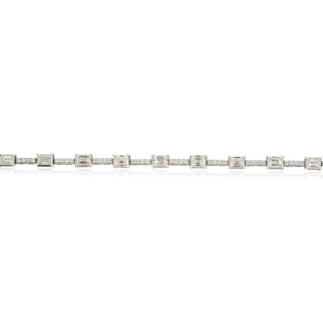 3.77ct Emerald-Cut Diamond Station Tennis Bracelet in 14k White Gold For Sale - Image 4 of 15