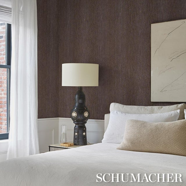 Schumacher Sample - Schumacher Carlisle Wallcovering In Brown For Sale - Image 4 of 5