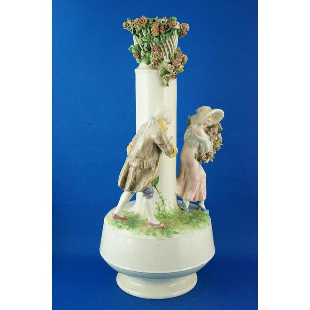 Ceramic Antique Italian Ceramic Vase with Figurines, 1800s For Sale - Image 7 of 18
