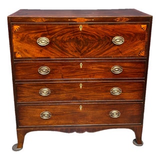 Late 18th Century Beautiful English Georgian Mahogany Drop Front Secretaire Chest / Butler Chest For Sale