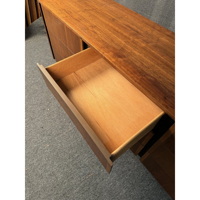 Mid-Century Modern 9 Drawer Walnut Dresser For Sale - Image 9 of 12