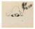 Mino Maccari, Portrait, Charcoal Drawing on Paper, 1960s For Sale