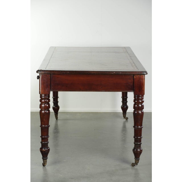 Antique English Writing Desk with Dark Brown Leather Top, 1800s For Sale - Image 6 of 13