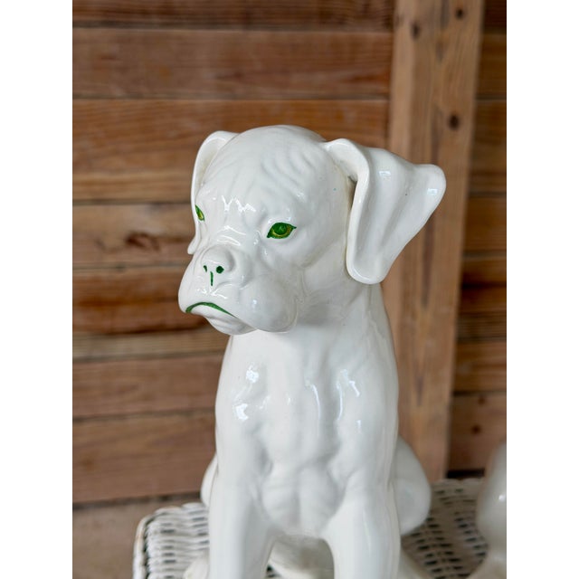 Pair of Mid-Century Italian Ronzan Ceramic Boxer Puppy Figures For Sale - Image 10 of 12
