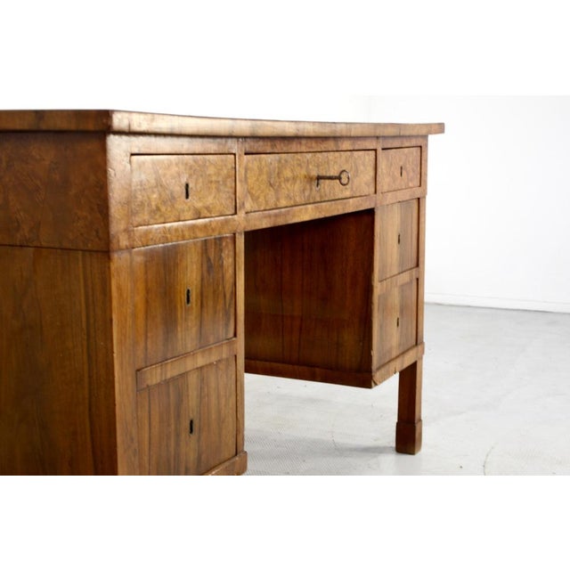 Italian Art Deco Walnut Burl Desk, 1930s For Sale - Image 4 of 11