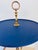 The newly painted blue color adds a fresh updated look to this fabulous cocktail table with a brass pedestal base. The...