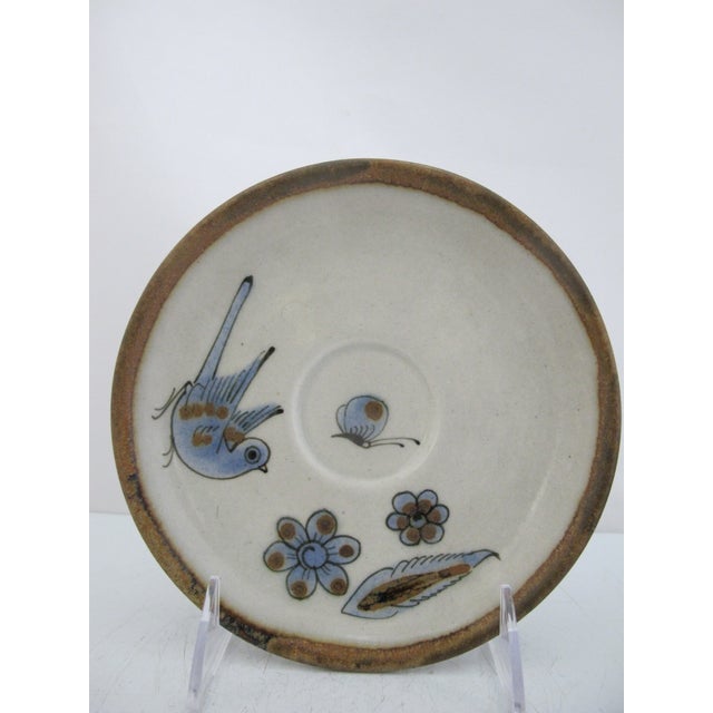 Farmhouse Ken Edwards El Palomar Blue Bird Tonala Mexico Folk Art Coffee Tea Cup & Saucer For Sale - Image 3 of 12