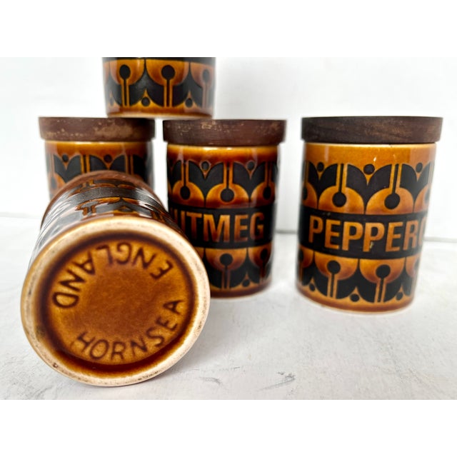 Ceramic Mid-Century English Hornsea Spice Jars - Set of 5 For Sale - Image 7 of 7