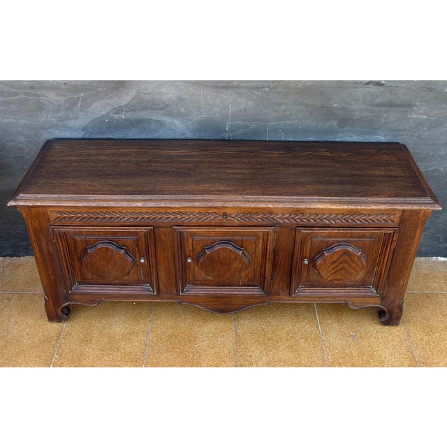 Spanish Renaissance Revival Oak Sideboard with Three Doors, 1930s For Sale - Image 6 of 13
