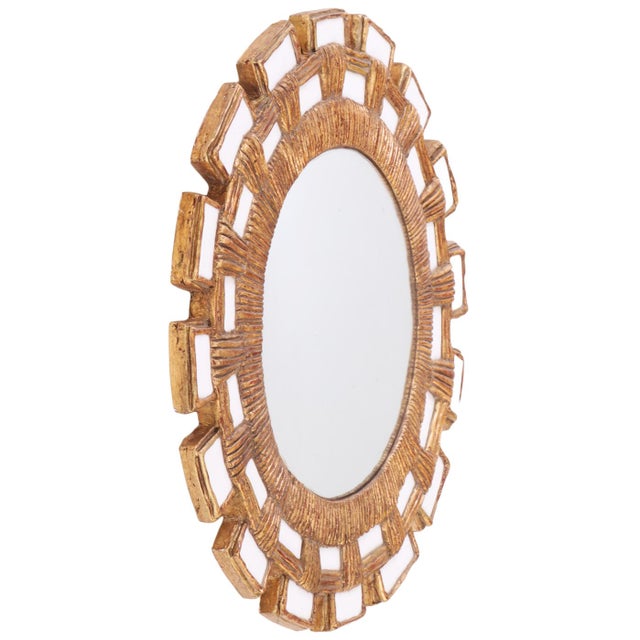 2000 - 2009 A Snow White Glass and Resin Mirror, in the Manner of Line Vautrin. Contemporary. For Sale - Image 5 of 8