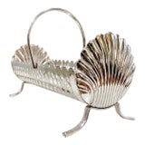 Vintage English Style Silver Plate Shell Motif Biscuit Tray For Sale