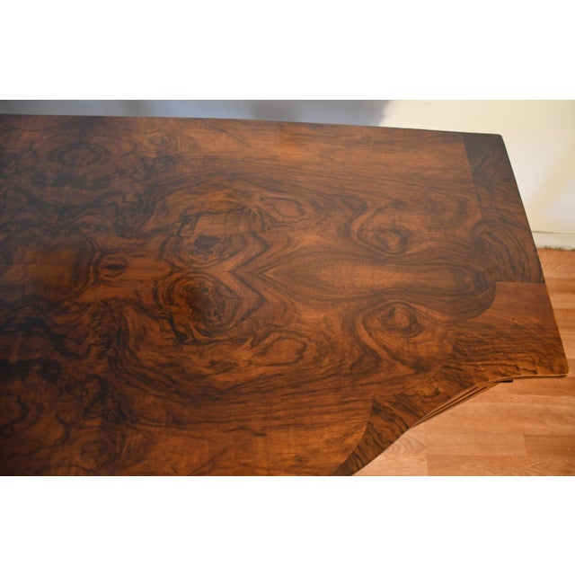 1910s Antique English Regency Burl Walnut Console Table / Sofa Table For Sale - Image 6 of 15