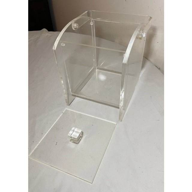 Plastic Vintage Mid Century Modern Handmade Lucite Ice Bucket Carrying Pail Box For Sale - Image 7 of 13