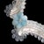 Handblown Italian Murano Glass Mirror, beaded and scroll clear glass frame with 4 blue flowers. H.26 x W.22.5cm