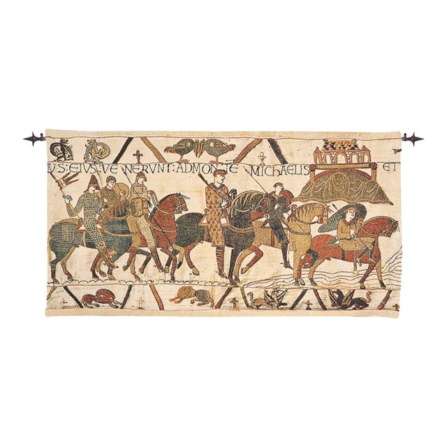 Bayeux - Mont St. Michel Loom Woven Tapestry - 68 X 127 Cm (2'3" X 4'2") - Requires Rod Size 3 For Sale