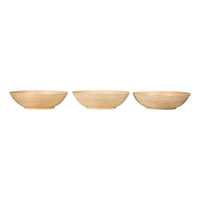 Country Style Vintage Woven Reed Decorative Bowls in Cream Tones - Set of 3 For Sale - Image 4 of 12