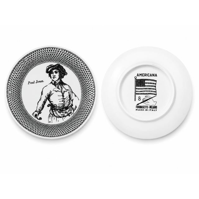 Americana Coasters in Porcelain with American Historical Figures by Piero Fornasetti, 1960s, Set of 7 For Sale - Image 10 of 11