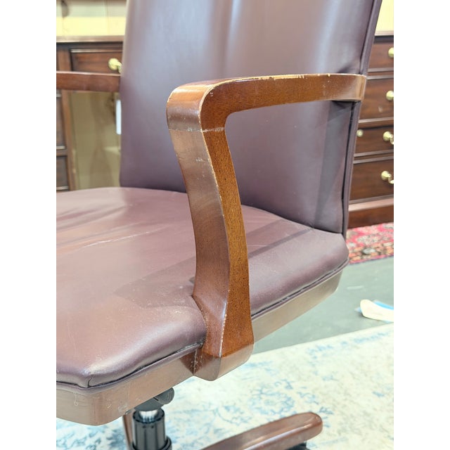 Late 20th Century Late 20th Century Hancock & Moore Burgundy Leather Executive Swivel Desk Chair For Sale - Image 5 of 8