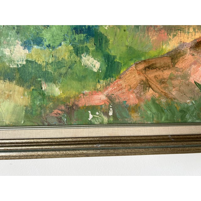 70's Vintage " Old House in Maine " Expressionist - Style Oil on Canvas Painting For Sale - Image 9 of 13