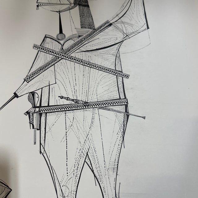 White Pair of Brazilian Style Prints of Abstract Figure, Signed For Sale - Image 8 of 9