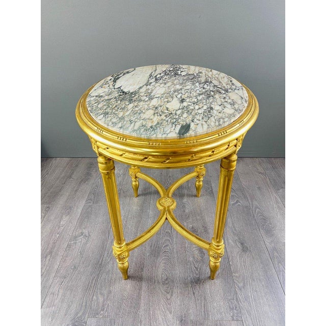 Gold 19th Century Louis XVI Giltwood Pedestal Table For Sale - Image 8 of 9