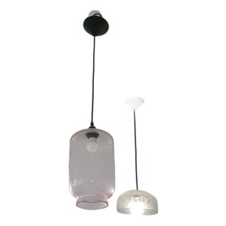 Minimalist Blown Glass Pendant Light – Mid-Century Modern Glass Hanging Lamp For Sale