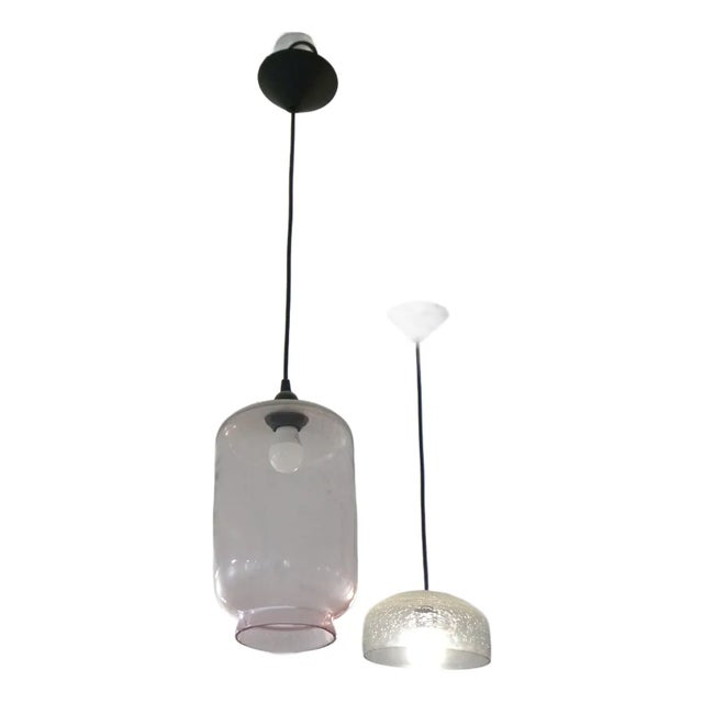 Minimalist Blown Glass Pendant Light – Mid-Century Modern Glass Hanging Lamp For Sale