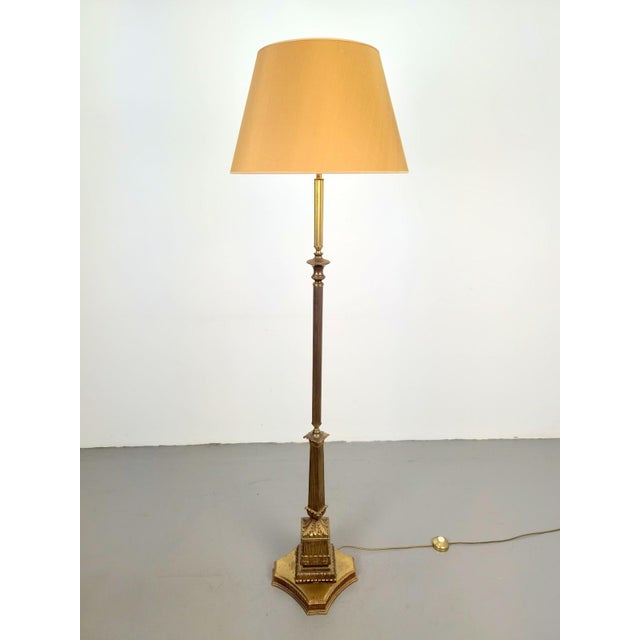 Metal Vintage Neoclassical Empire Column Floor Lamp in Brass and Gilt Bronze, France, 1970 For Sale - Image 7 of 10