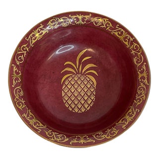 Vintage Ceramic Faux Marble Decorative Bowl With Pineapple Motif. For Sale