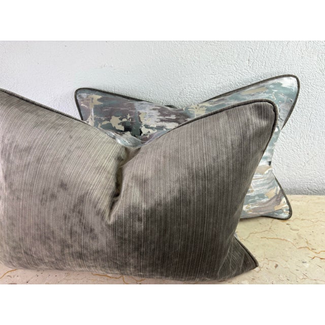 Modern Abstract Silk Brocade Pillows/a Pair For Sale - Image 4 of 10