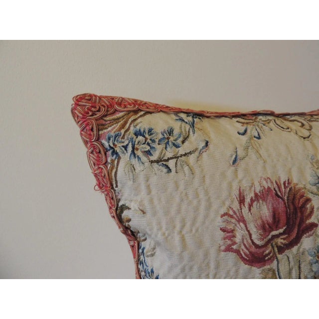 Hollywood Regency Antique Aubusson Tapestry Square Decorative Pillow For Sale - Image 3 of 9