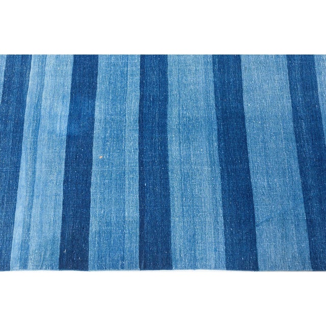 Textile Doris Leslie Blau Heritage Vintage Dhurrie In Light Blue And Blue Handmade Rug For Sale - Image 7 of 8