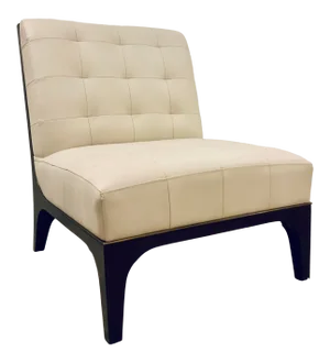 Global Views Modern Tufted Cream Leather Slipper Chair