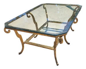 Gilt Metal and Glass Coffee Table