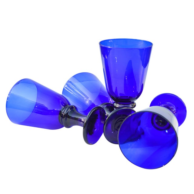 American Mid 20th Century Handmade Festive Cobalt-Blue Crystals - Set of 8 For Sale - Image 3 of 3