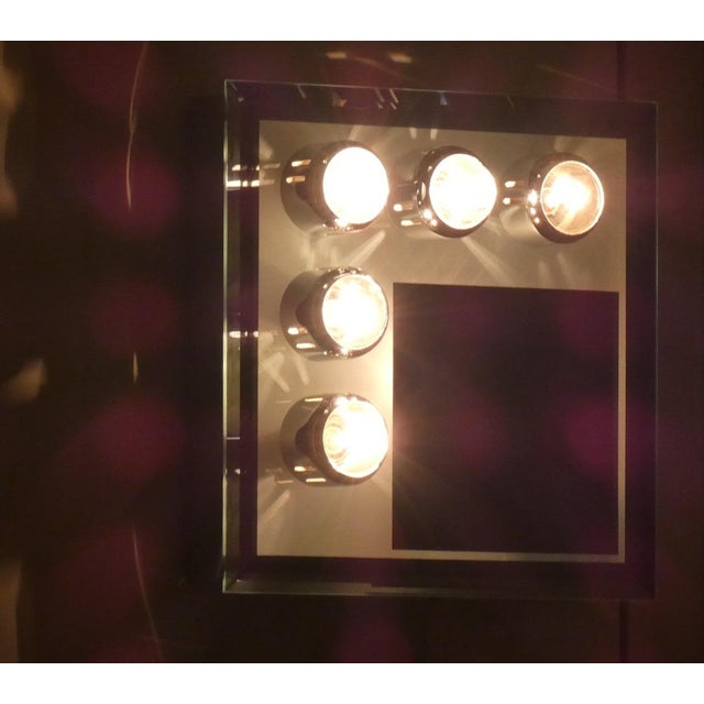 Mid-Century Modern Chrome-Plated Steel Wall Lamp with Mirror and Lights, 1970s For Sale - Image 3 of 15