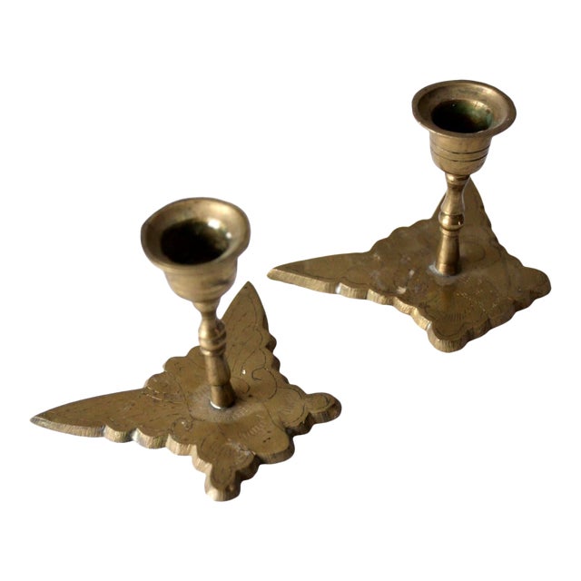 Vintage Brass Butterfly Candle Holders a Pair Chairish