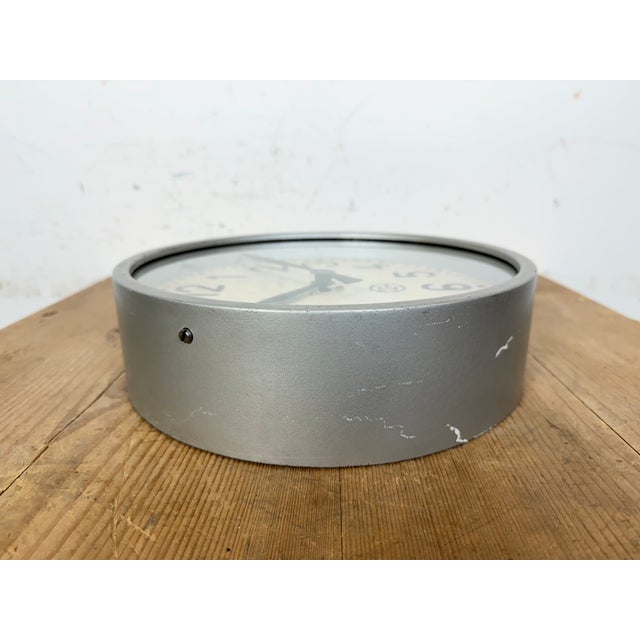 Industrial Grey Factory Wall Clock from Chronotechna, 1950s For Sale - Image 15 of 18