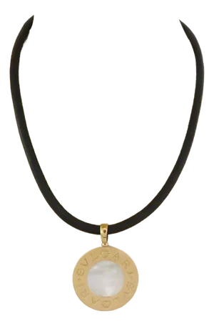 Bvlgari Mother of Pearl Onyx 18k Yellow Gold & Steel Reversible Pendant